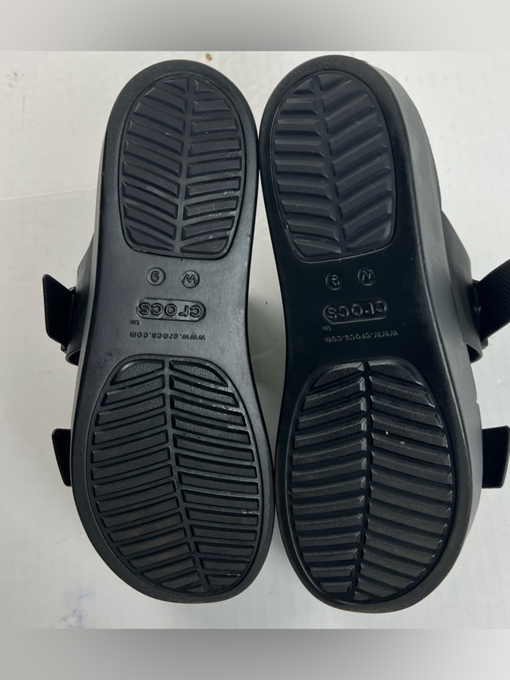 CROCS Black Double-Strap Platform Slide Sandals - Women - Picture 11 of 12